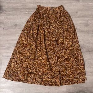 Vintage Cristin Stevens Tribal Geometric Midi Skirt – Made in USA Size M